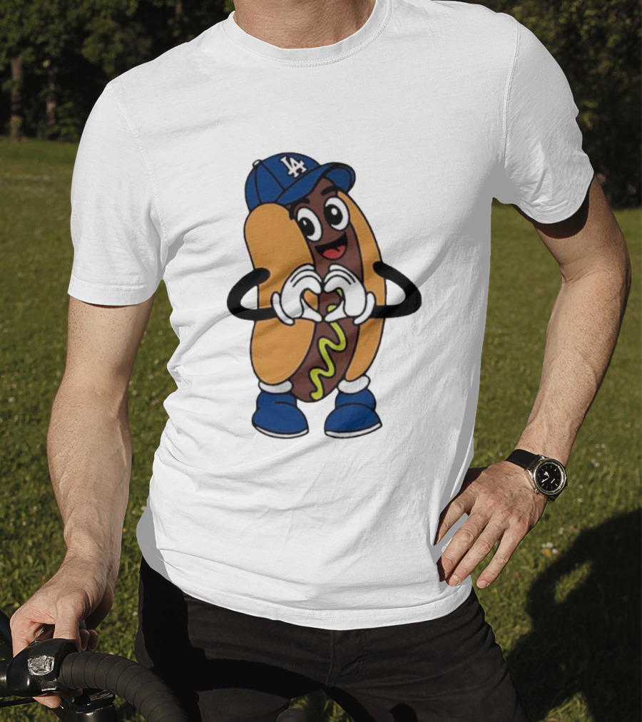 Dodger Dog LA Hat Hot Dog Los Angeles Dodgers Baseball Character T-Shirt