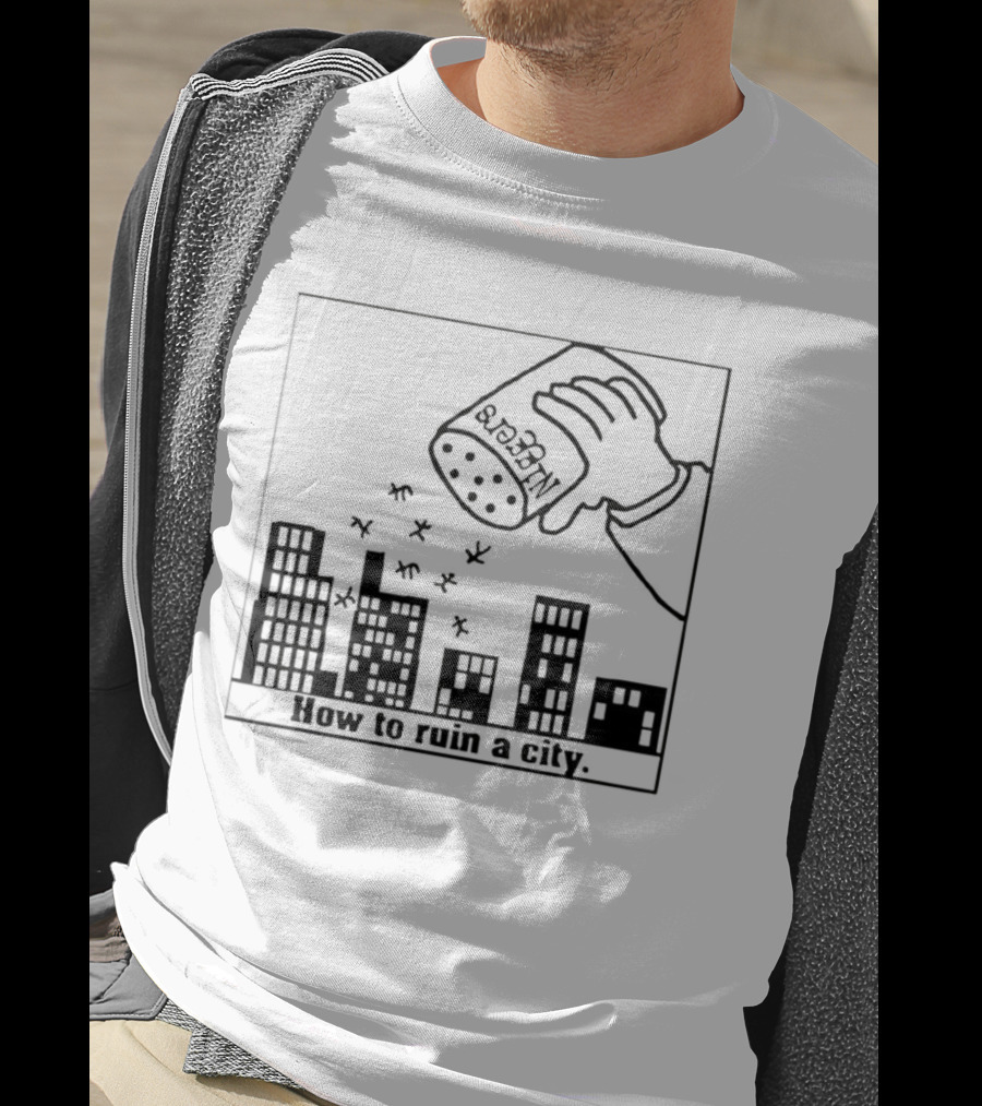 How To Ruin A City Caricature Salt Shaker Over City Skyline T-Shirt
