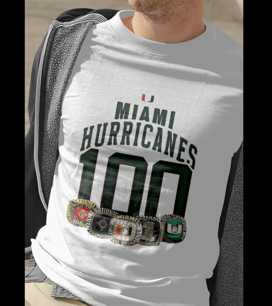 Miami Hurricanes 100 National Champions Rings T-Shirt