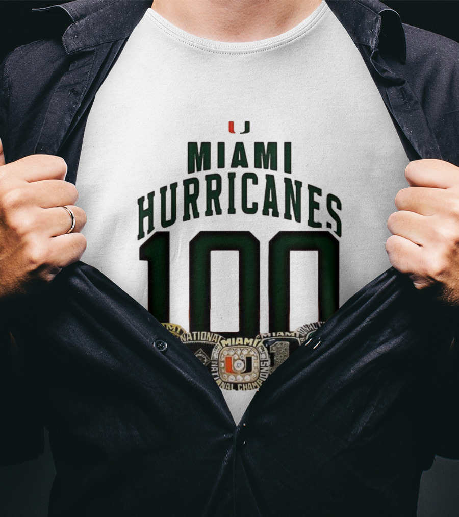 Miami Hurricanes 100 National Champions Rings T-Shirt