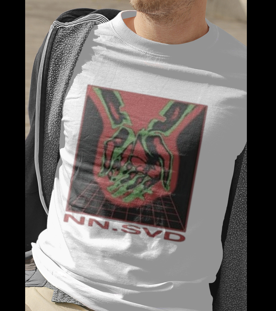 NN SVD Now Saved Hands Green Skeleton Art On Red Background T-Shirt