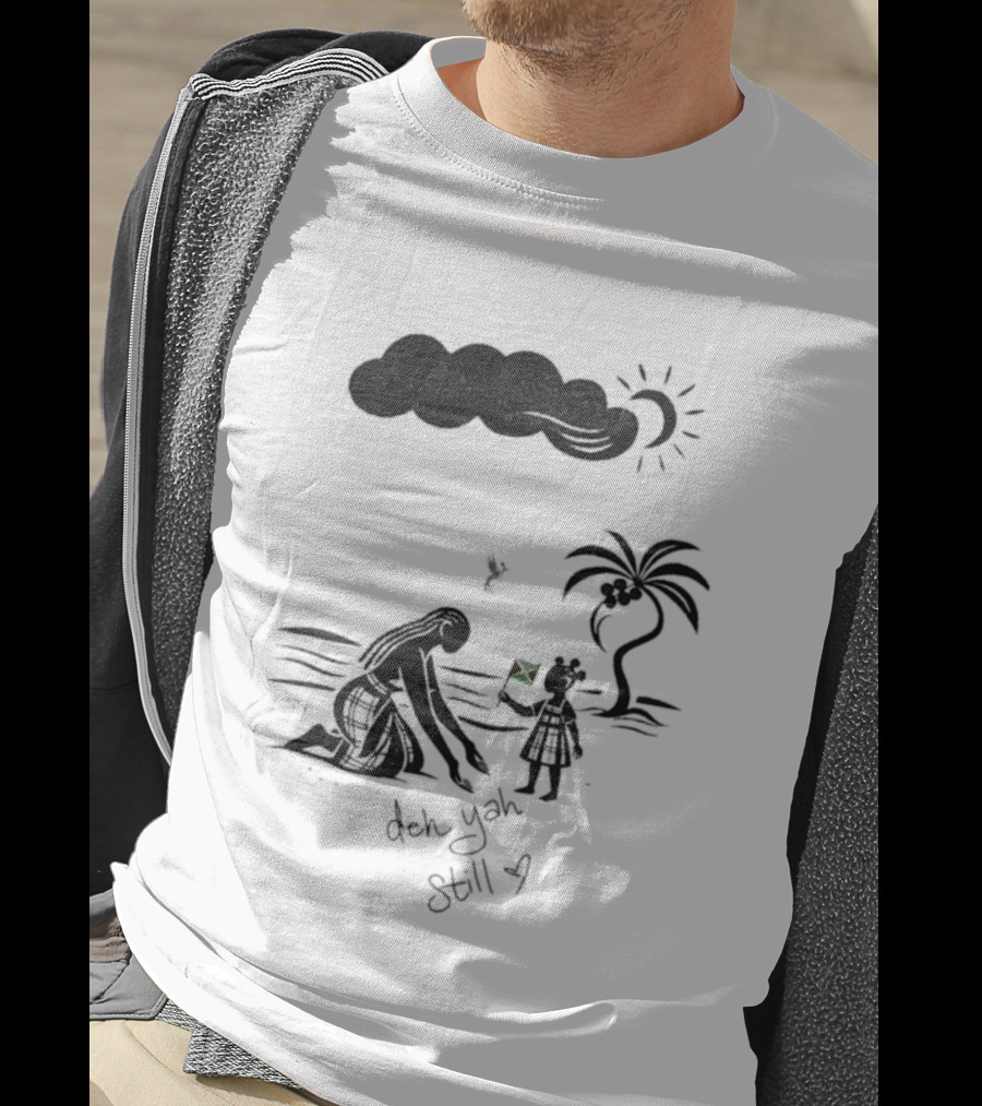 Jodie Turner-Smith X Project Hope Deh Yah Still Jamaican Flag Palm Tree Clouds Sun T-Shirt