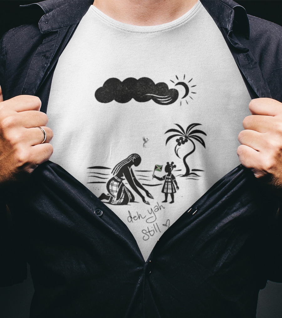 Jodie Turner-Smith X Project Hope Deh Yah Still Jamaican Flag Palm Tree Clouds Sun T-Shirt