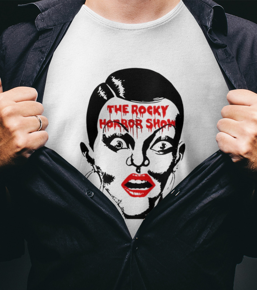 The Rocky Horror Show Dripping Text Vintage 70s Red Lips Graphic T-Shirt