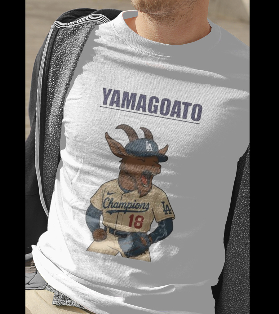 Yamagoato Champions LA 18 Goat Baseball Illustration T-Shirt