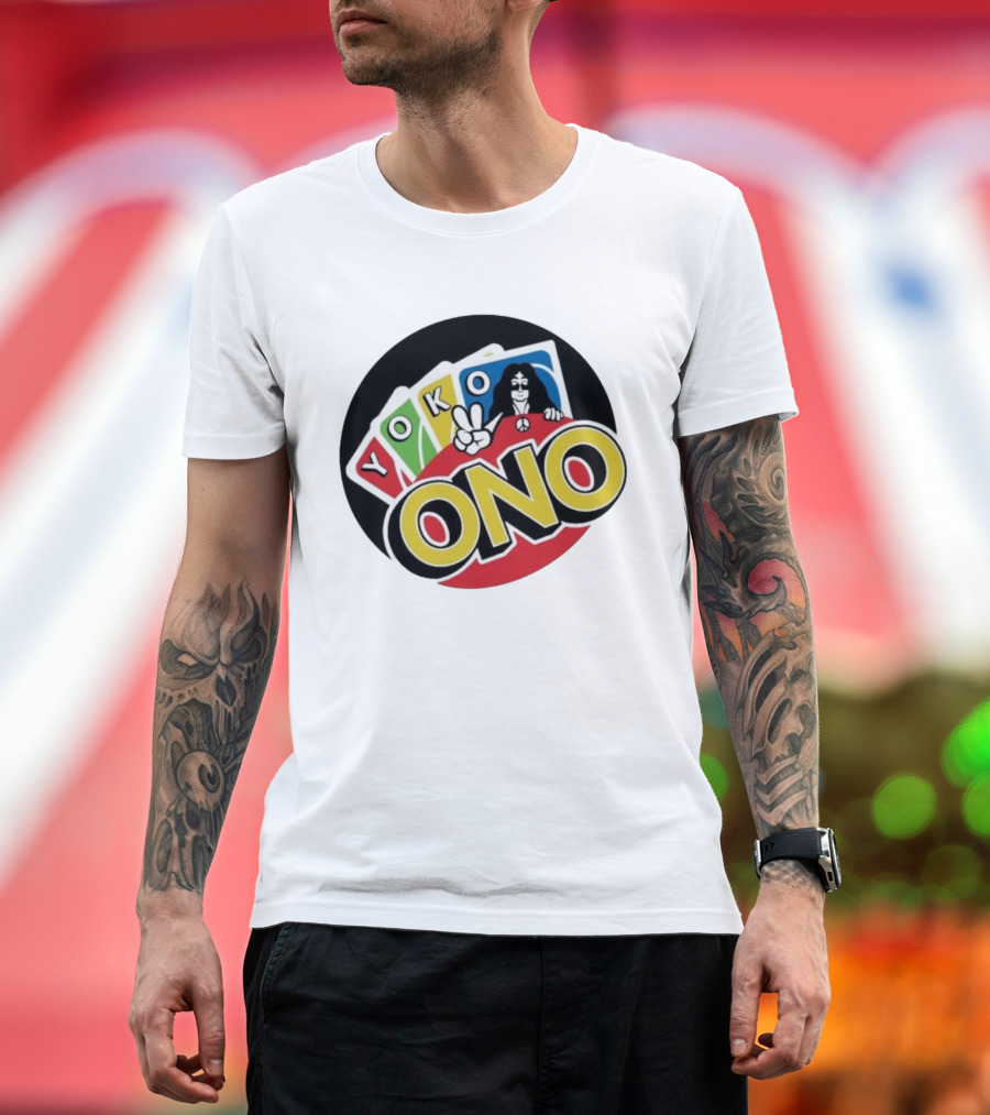 Yoko Ono Uno Peace Sign Card Game Mashup T-Shirt
