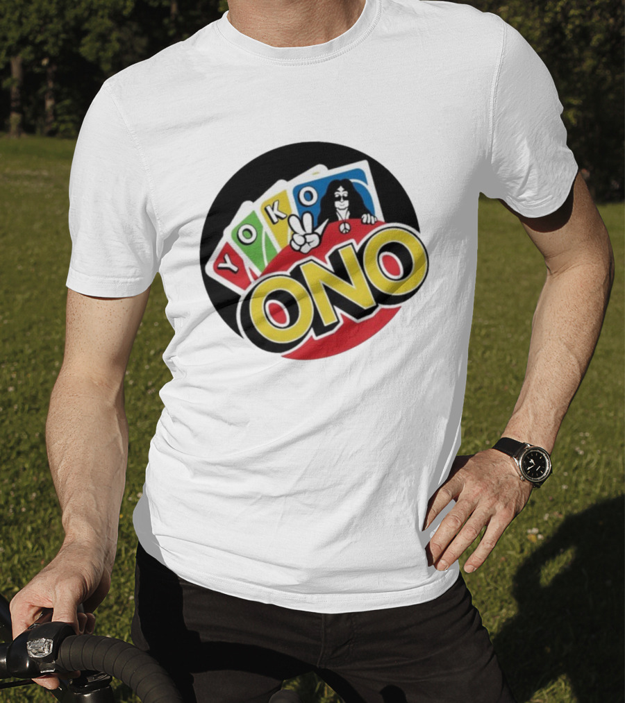 Yoko Ono Uno Peace Sign Card Game Mashup T-Shirt