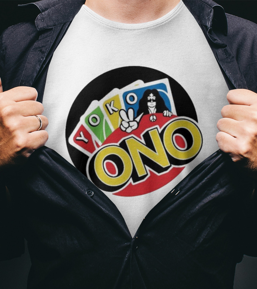 Yoko Ono Uno Peace Sign Card Game Mashup T-Shirt