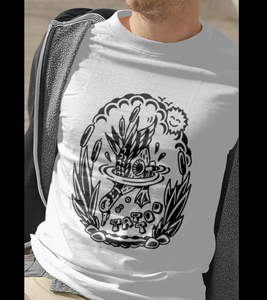 Tattoo Duck Splash Inked Bird Bowl Scene T-Shirt
