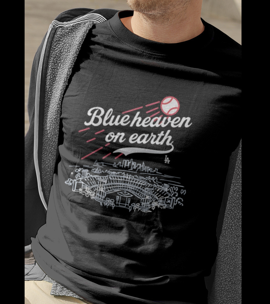 Blue Heaven On Earth Dodger Stadium Baseball Scene T-Shirt