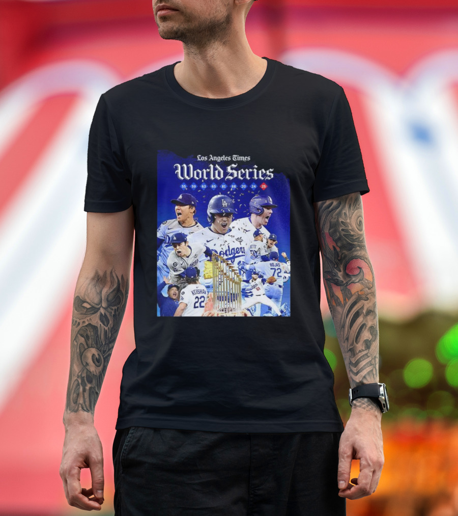 Los Angeles Dodgers World Series Champions 2025 Celebration With Iconic Moments And Championship Years T-Shirt