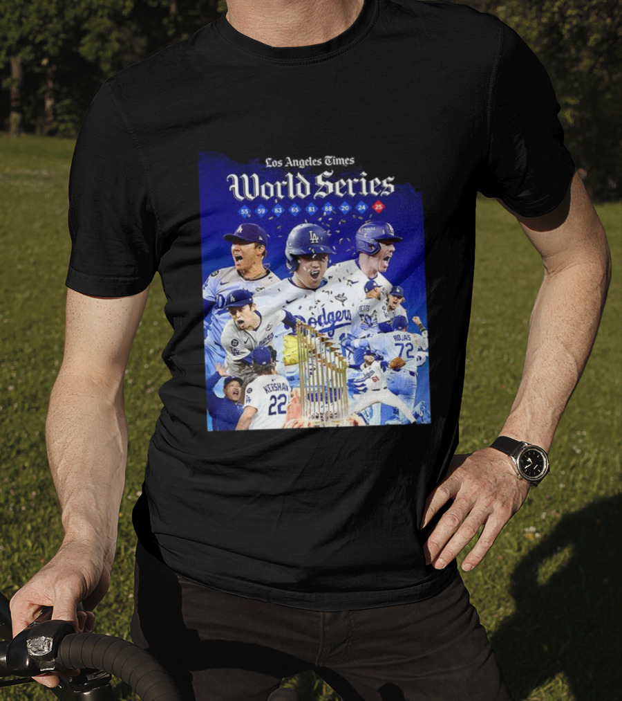 Los Angeles Dodgers World Series Champions 2025 Celebration With Iconic Moments And Championship Years T-Shirt