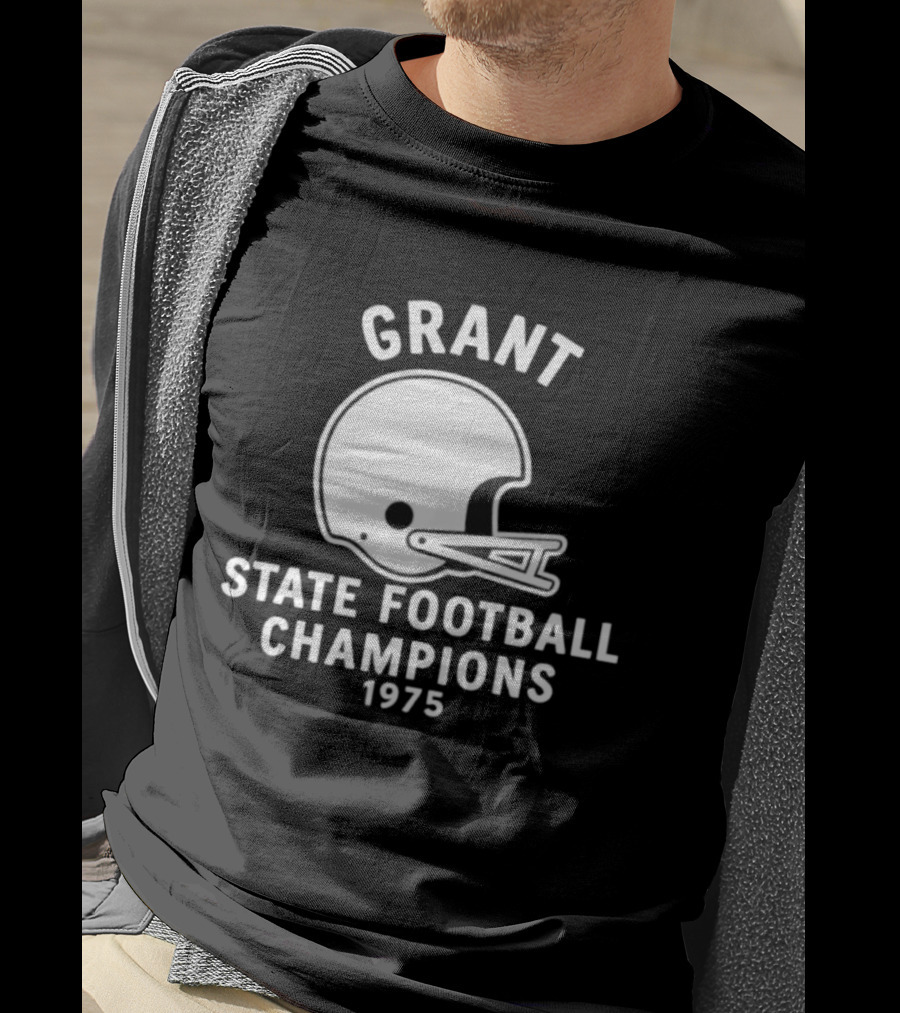 Grant State Football Champions 1975 Helmet T-Shirt