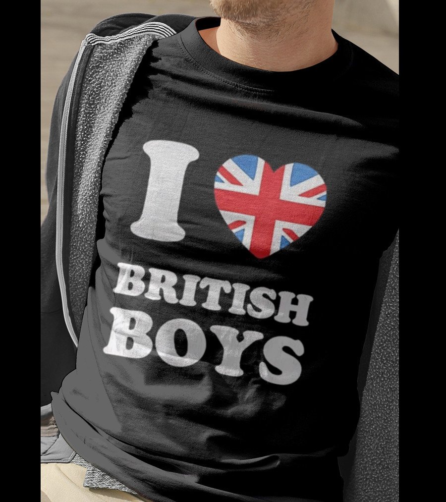 I Love British Boys Union Jack Heart Design T-Shirt