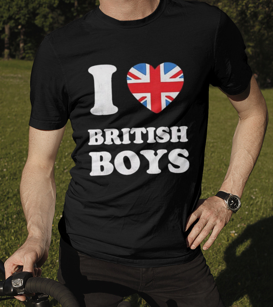 I Love British Boys Union Jack Heart Design T-Shirt