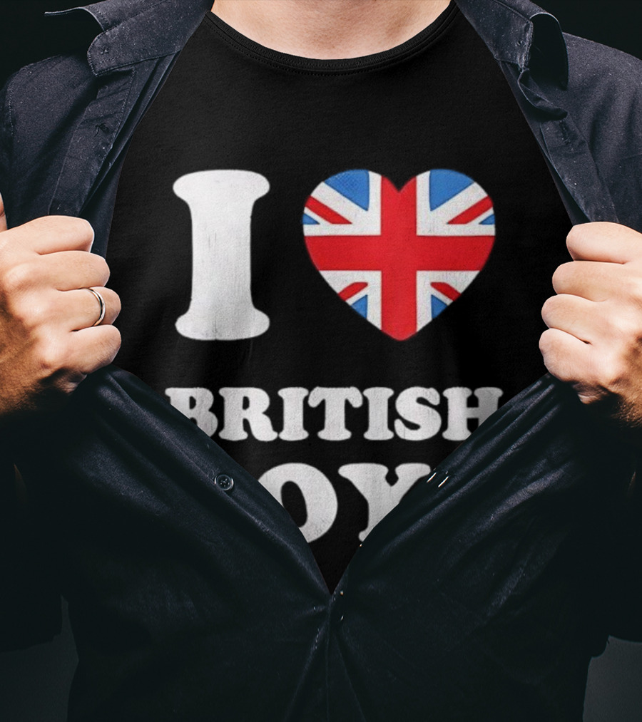 I Love British Boys Union Jack Heart Design T-Shirt