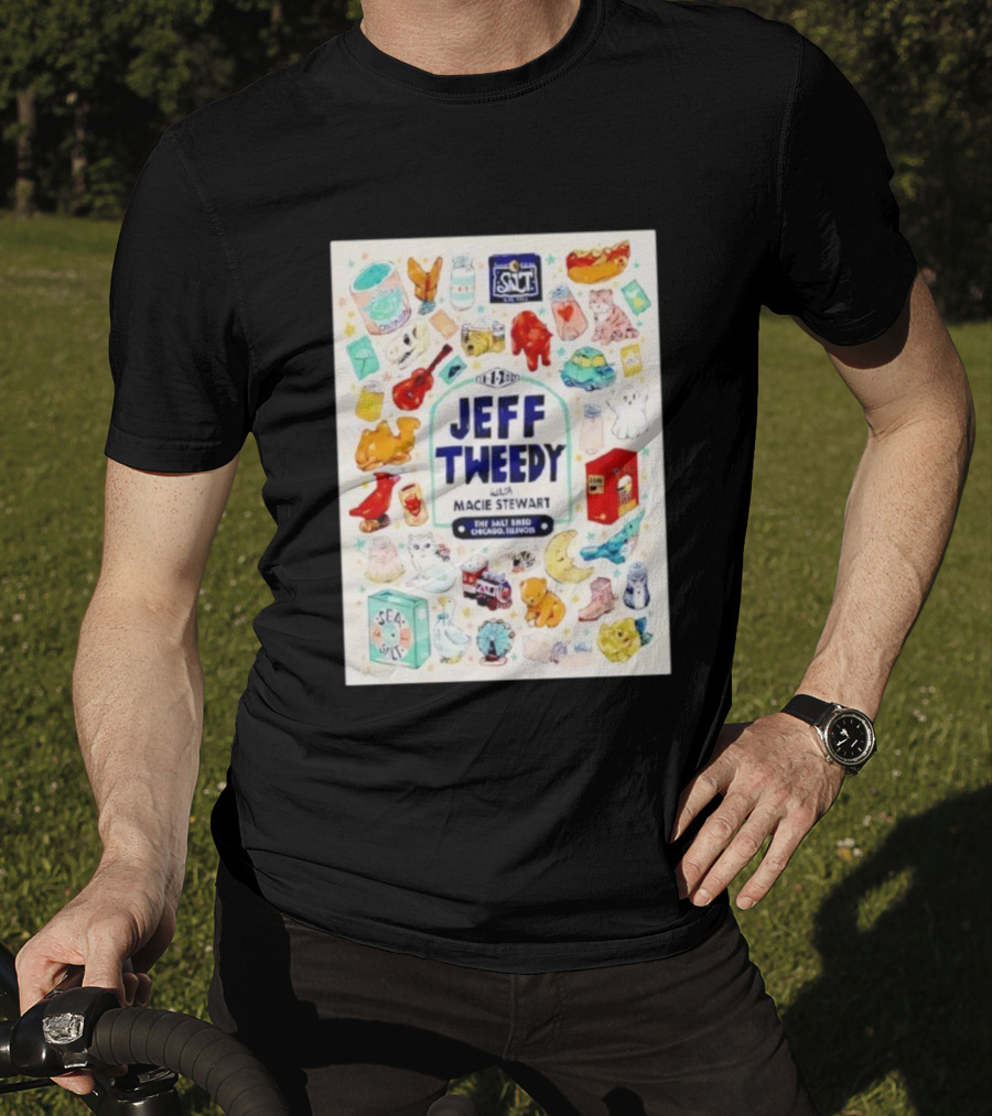 Jeff Tweedy With Macie Stewart The Salt Shed Chicago Illinois November 1 2025 Sea Salt Cats Boots Moon Pizza T-Shirt