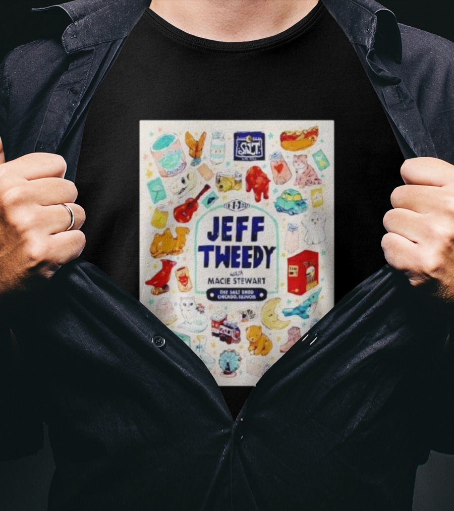 Jeff Tweedy With Macie Stewart The Salt Shed Chicago Illinois November 1 2025 Sea Salt Cats Boots Moon Pizza T-Shirt