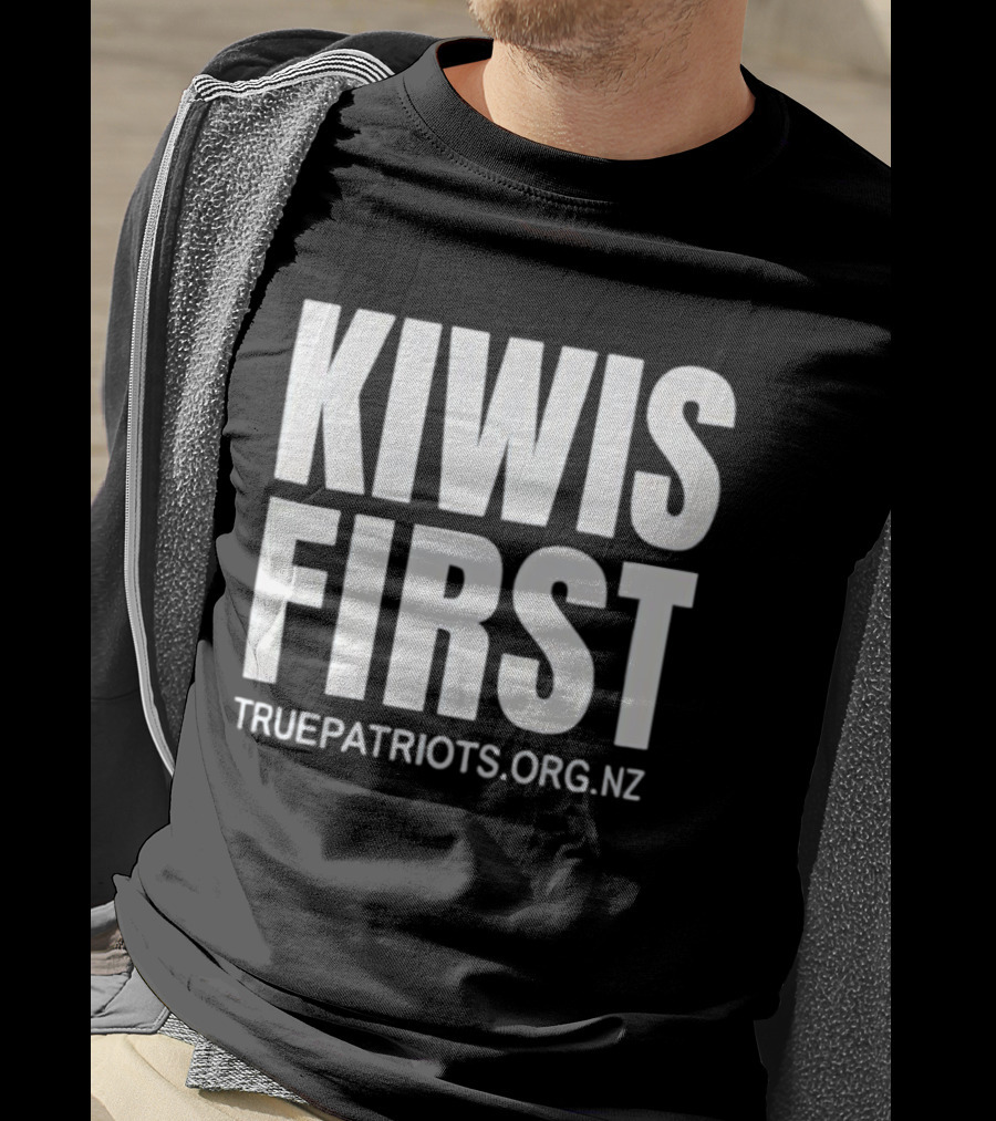 Kiwis First Truepatriots.org.nz Bold Text Statement T-Shirt