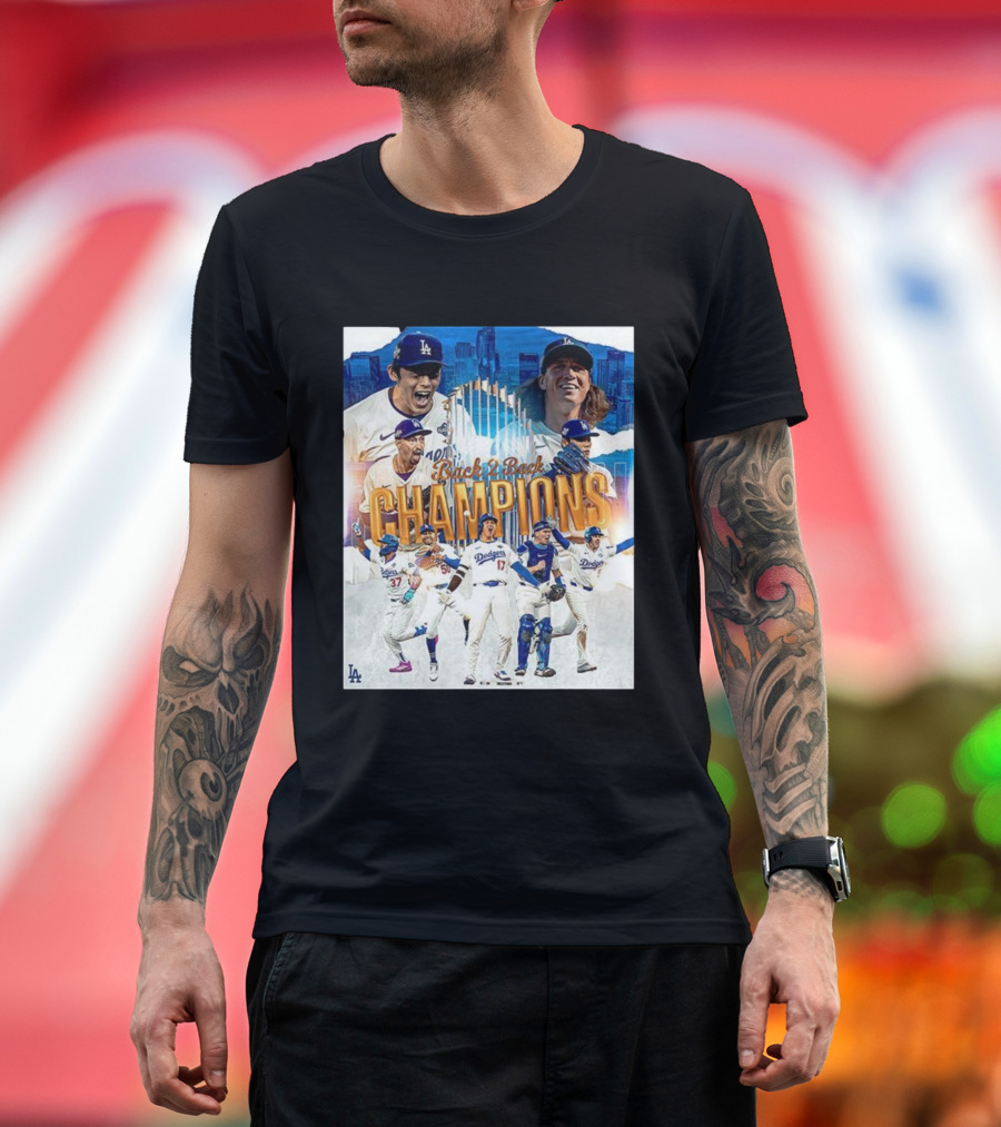 Back 2 Back Champions Los Angeles Dodgers 2025 Celebration T-Shirt
