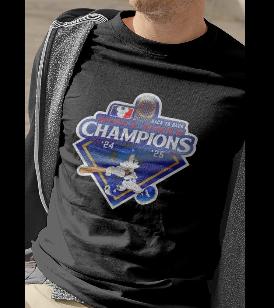 Back To Back World Series Champions '24 '25 Mickey Mouse Dodgers T-Shirt