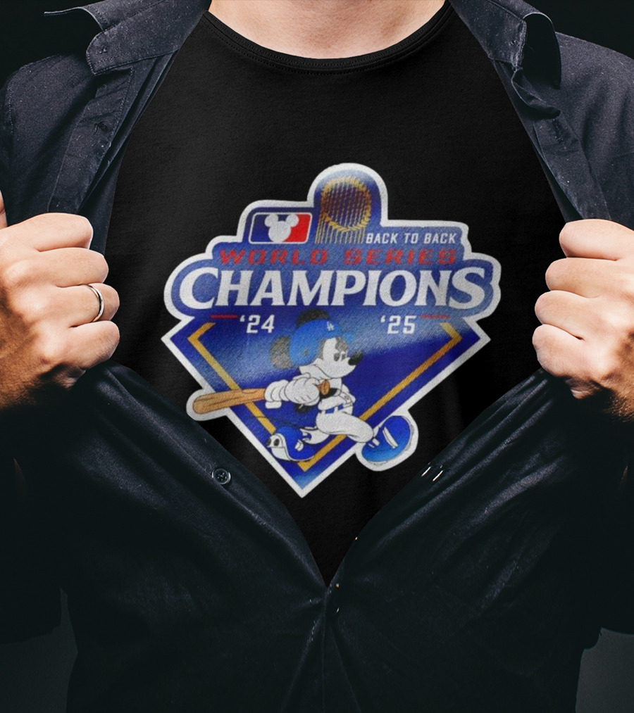Back To Back World Series Champions '24 '25 Mickey Mouse Dodgers T-Shirt
