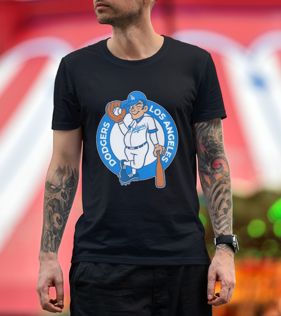 Los Angeles Dodgers Vintage Cartoon Character MLB Team Retro Style T-Shirt