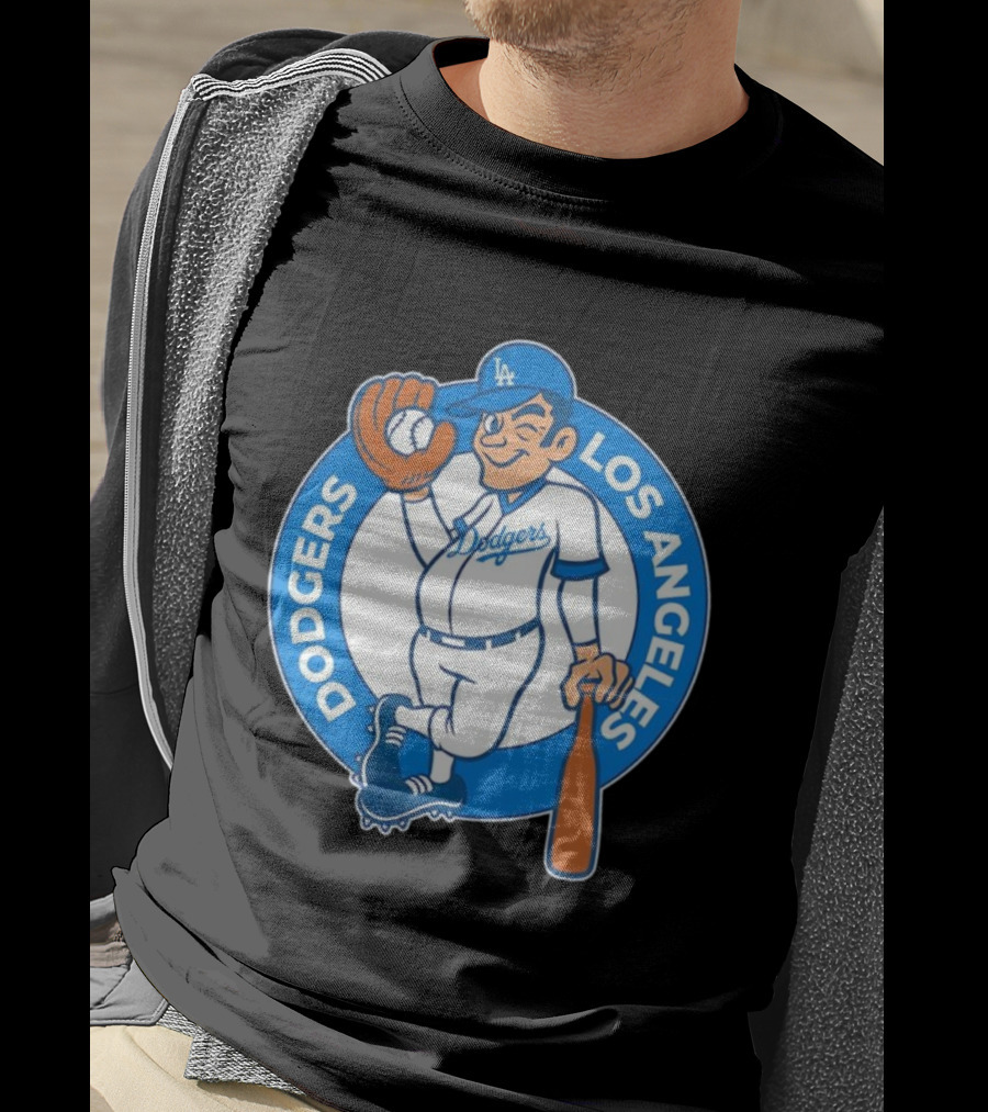 Los Angeles Dodgers Vintage Cartoon Character MLB Team Retro Style T-Shirt