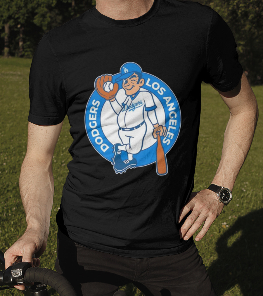 Los Angeles Dodgers Vintage Cartoon Character MLB Team Retro Style T-Shirt