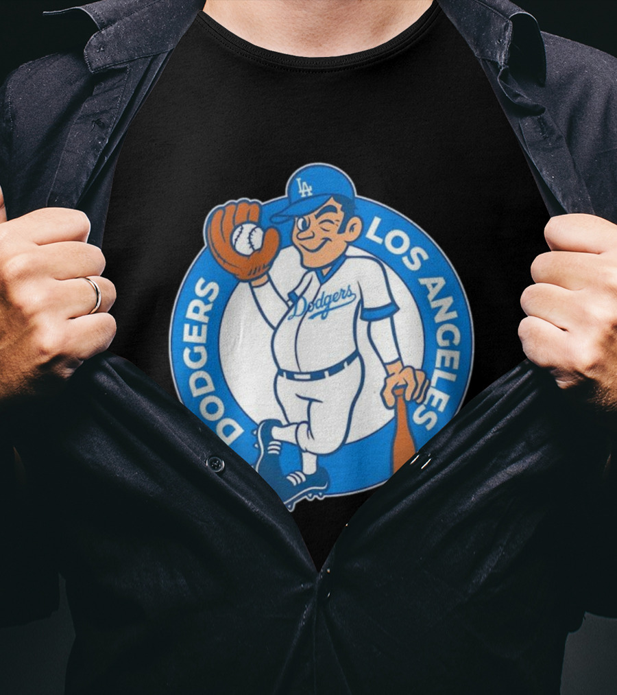 Los Angeles Dodgers Vintage Cartoon Character MLB Team Retro Style T-Shirt