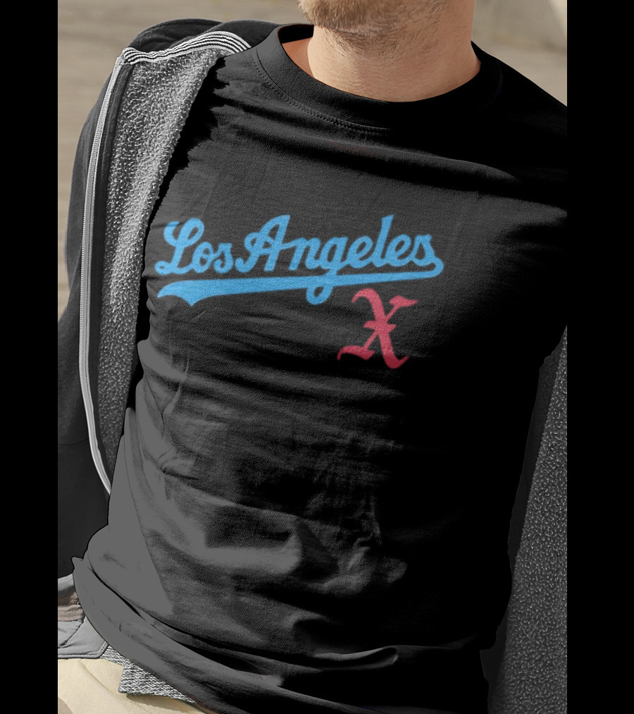 Los Angeles Crossed Red X Baseball Style T-Shirt