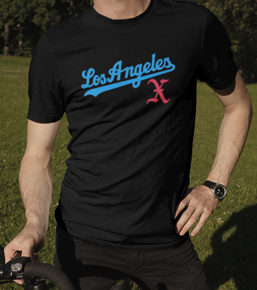 Los Angeles Crossed Red X Baseball Style T-Shirt