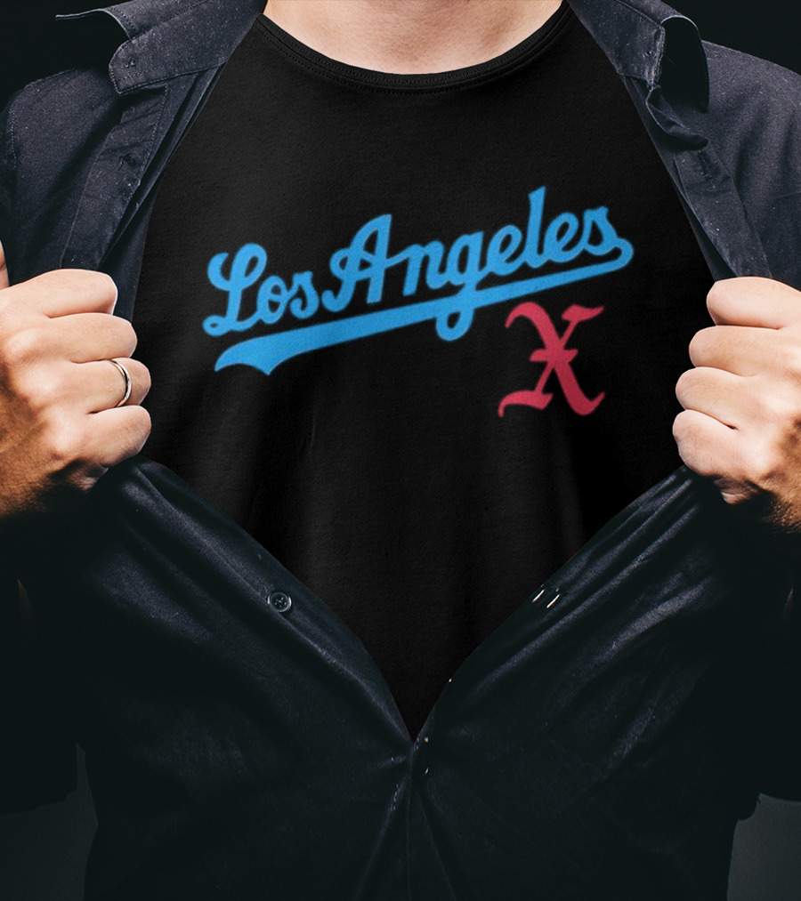 Los Angeles Crossed Red X Baseball Style T-Shirt