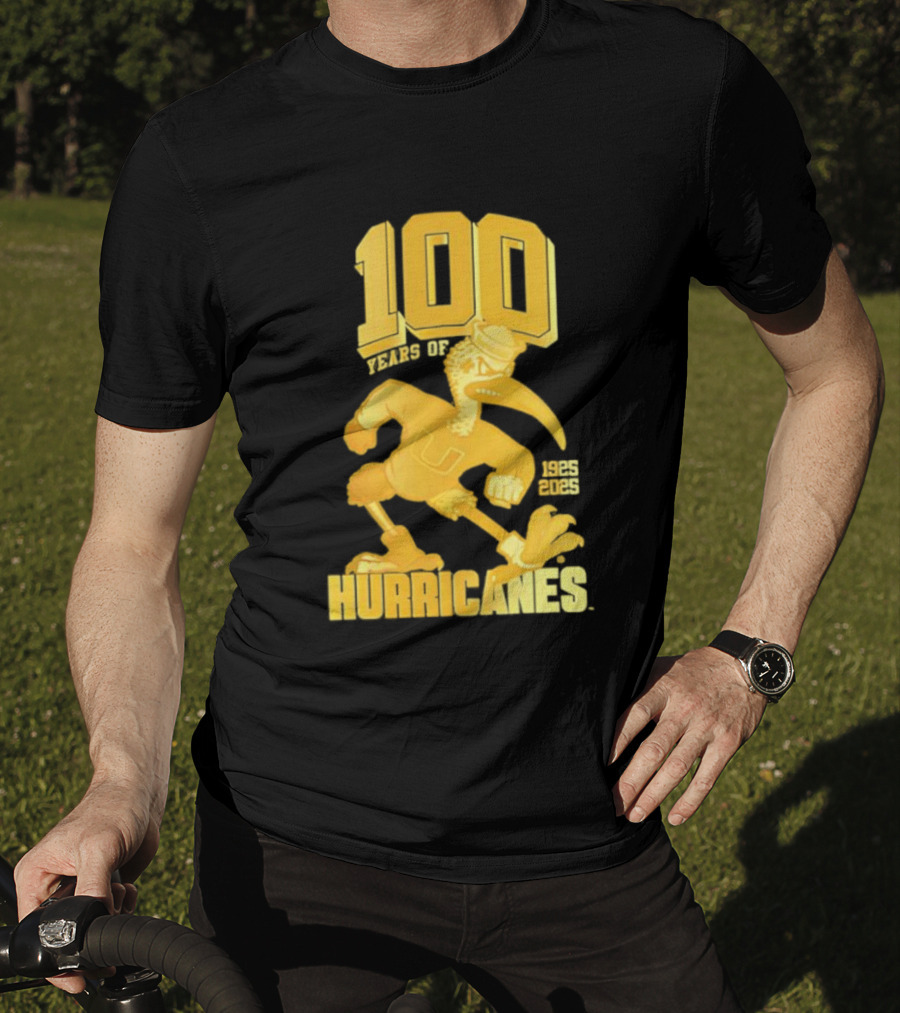 Miami Hurricanes Centennial Sebastian The Ibis 1925-2025 T-Shirt