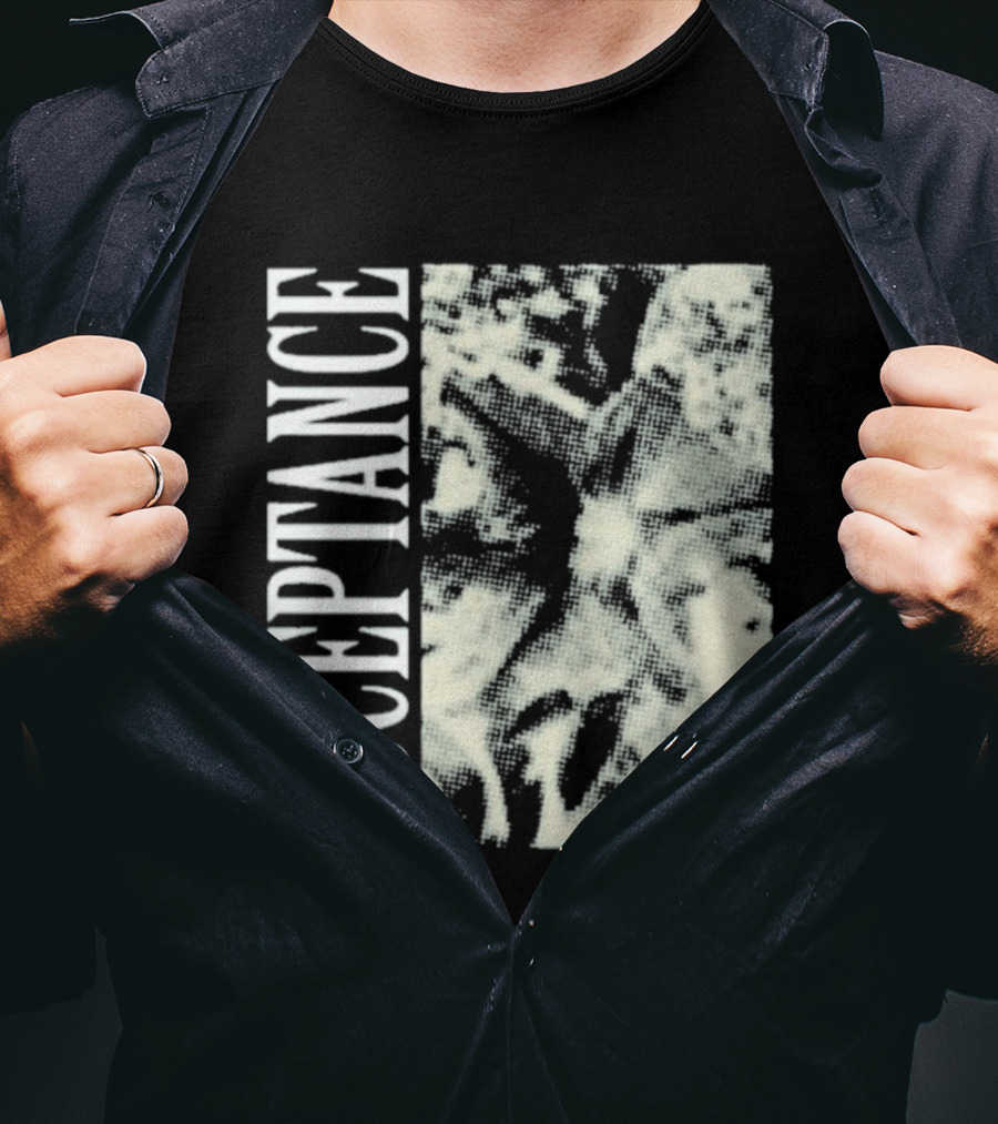 Acceptance 90s Grunge Style Vertical Text Block T-Shirt