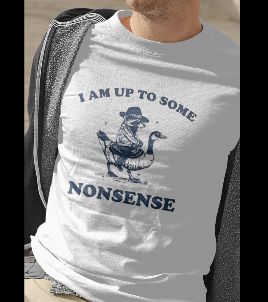 I Am Up To Some Nonsense Raccoon Riding Duck Cowboy Hat Fun T-Shirt