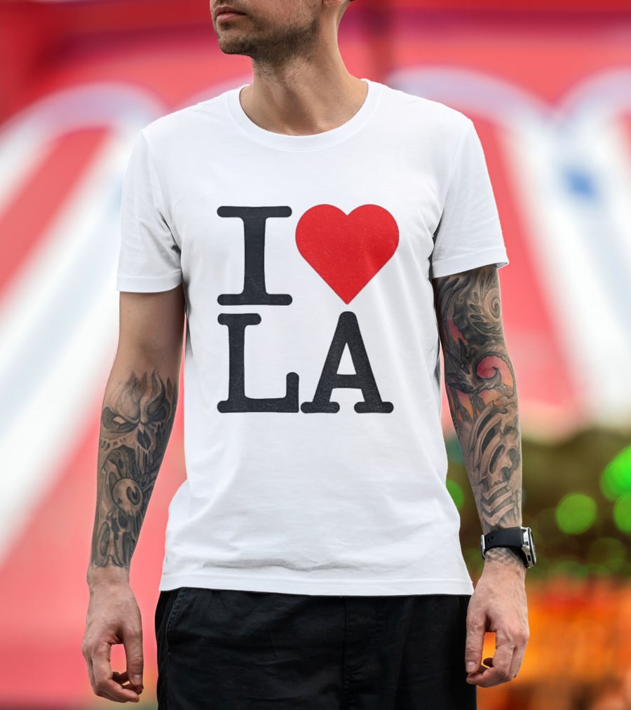 Los Angeles Dodgers Fan I Love LA Heart Classic Iconic Text T-Shirt