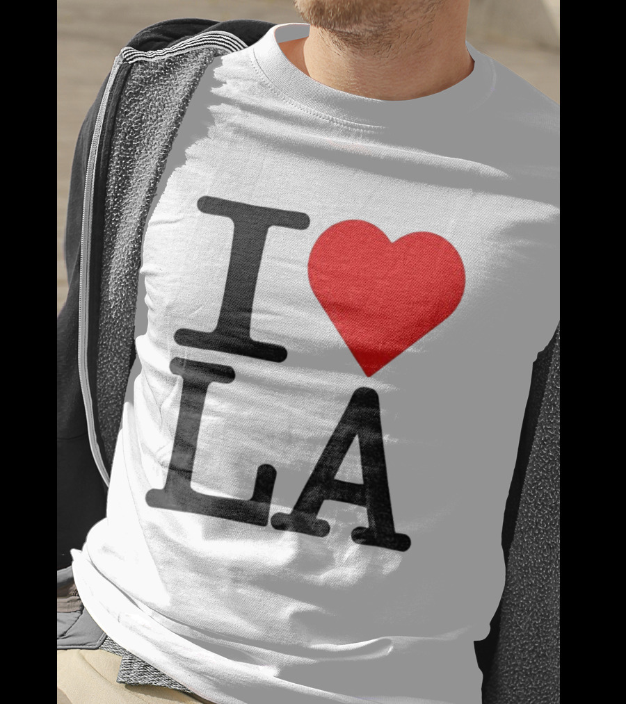Los Angeles Dodgers Fan I Love LA Heart Classic Iconic Text T-Shirt