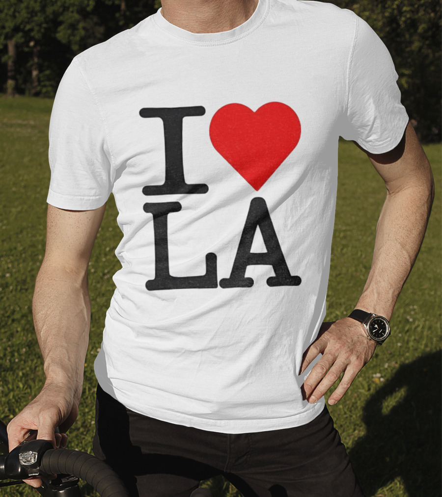 Los Angeles Dodgers Fan I Love LA Heart Classic Iconic Text T-Shirt