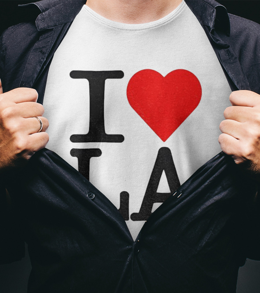 Los Angeles Dodgers Fan I Love LA Heart Classic Iconic Text T-Shirt