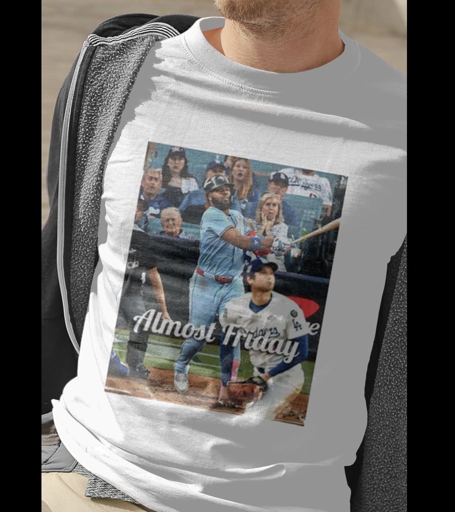 Vladimir Guerrero Jr. Toronto Blue Jays Almost Friday MLB Baseball Action T-Shirt