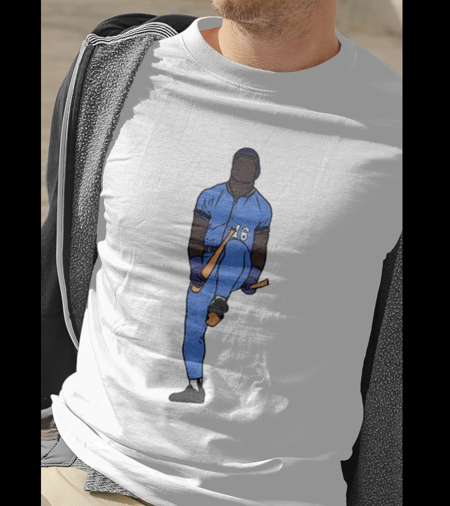 Bo Bichette Field Breaker Action Baseball Number 16 Blue Uniform T-Shirt