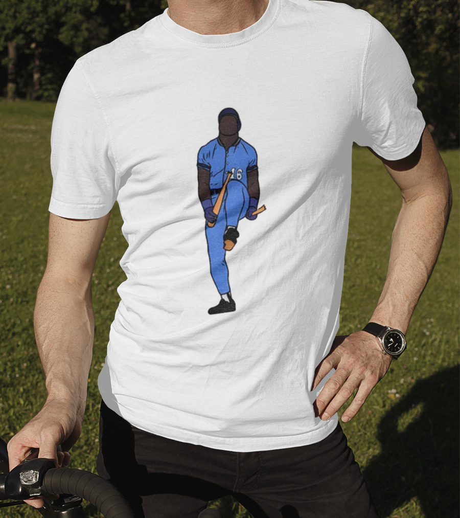 Bo Bichette Field Breaker Action Baseball Number 16 Blue Uniform T-Shirt