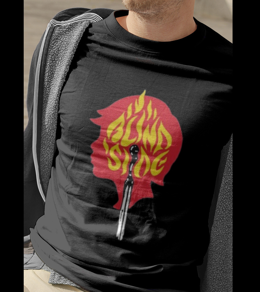 Blind Side Flaming Head Silhouette Design T-Shirt