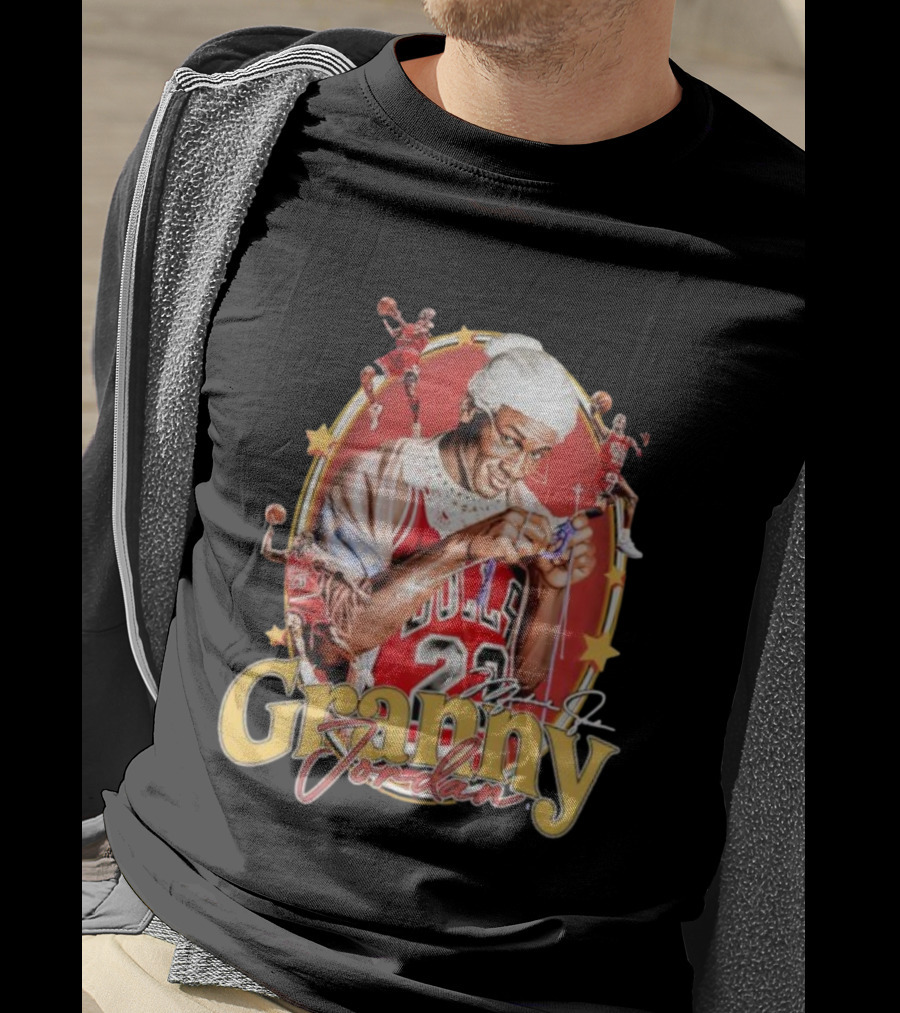 Granny Jordan Bulls 23 Basketball Stars Signature T-Shirt