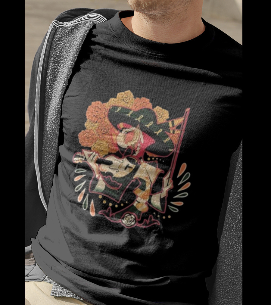 Feliz Día De Los Muertos Vassago Catrina With Sombrero And Marigolds T-Shirt