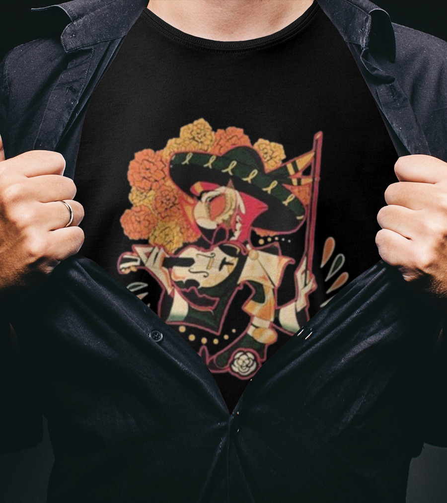 Feliz Día De Los Muertos Vassago Catrina With Sombrero And Marigolds T-Shirt