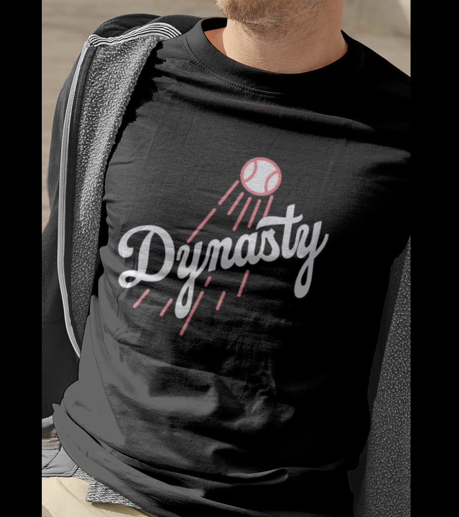 Dynasty Baseball Script With Red Streaked Ball T-Shirt