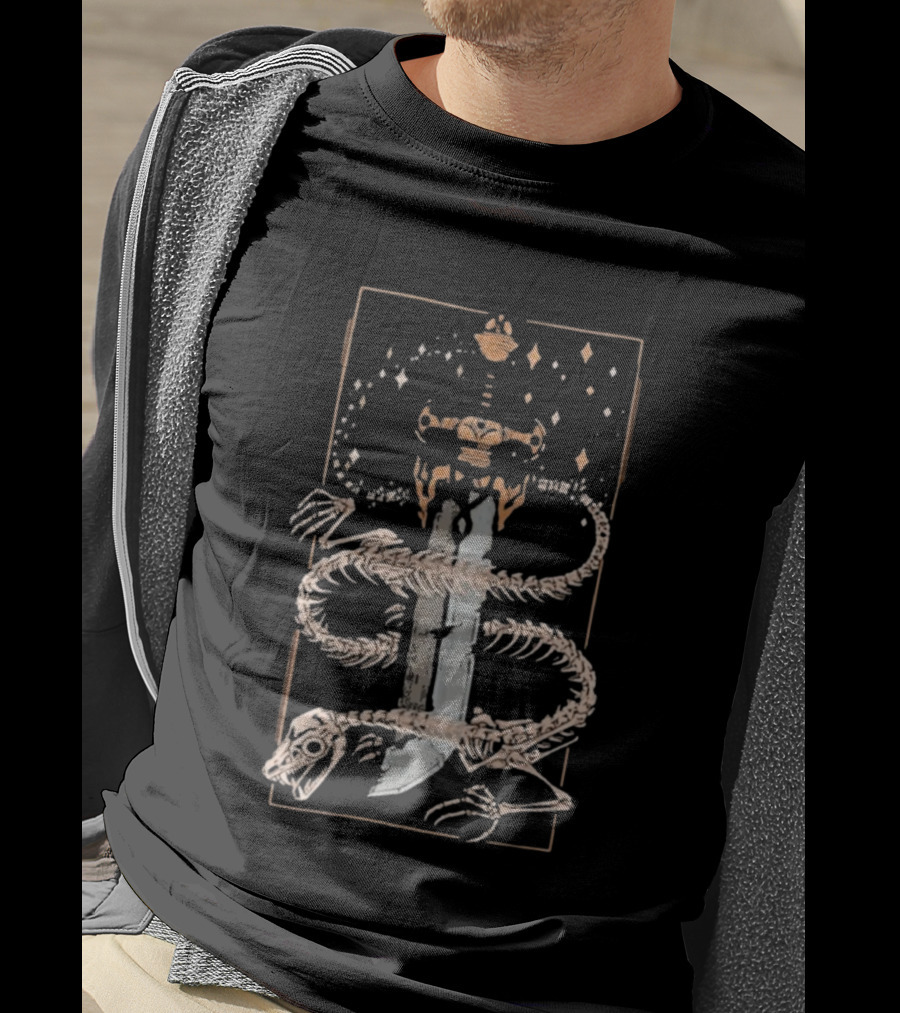 Just Roll With It TMK Sword Skeleton And Stars T-Shirt