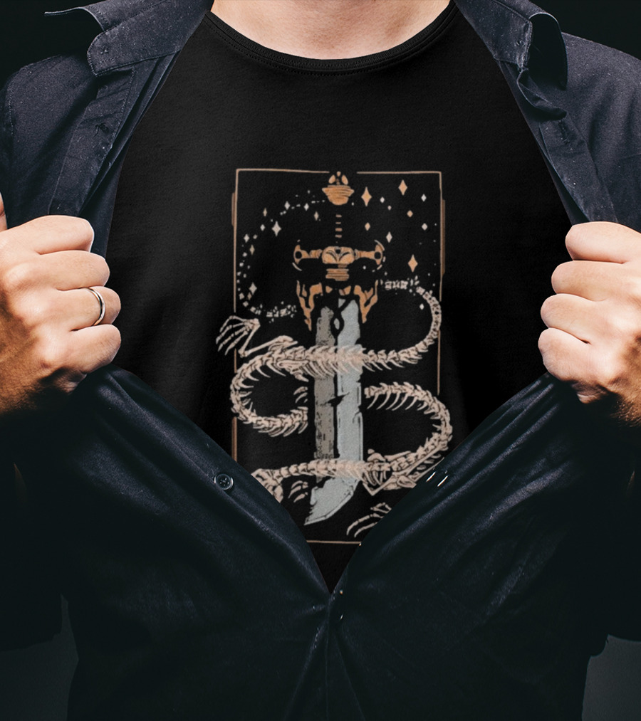 Just Roll With It TMK Sword Skeleton And Stars T-Shirt